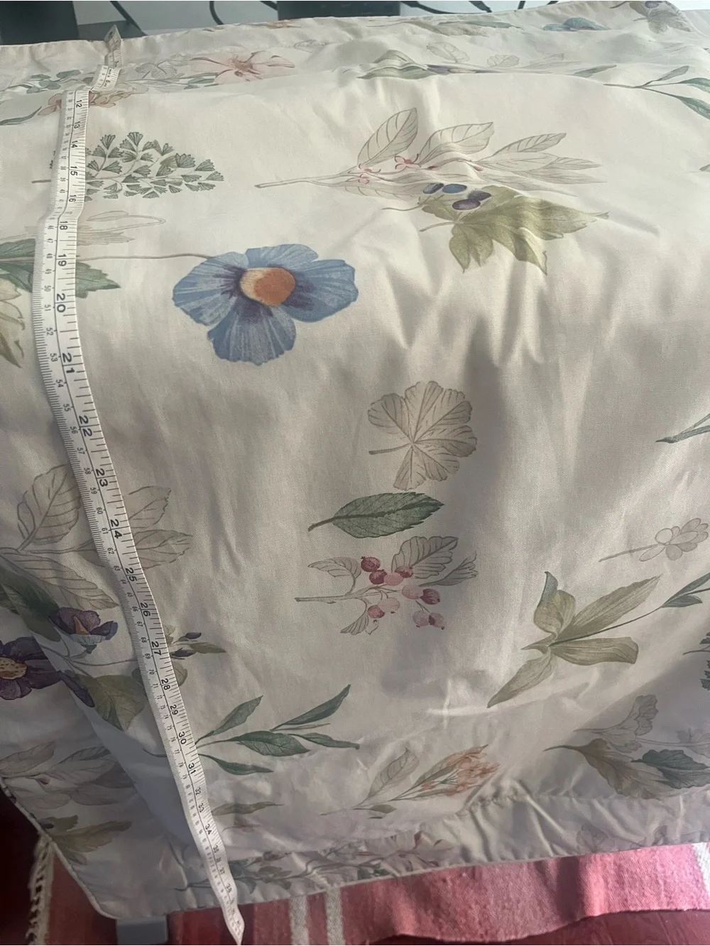 Floral Cream Botanical Pillow shams  set Elegant Pink & Green Design